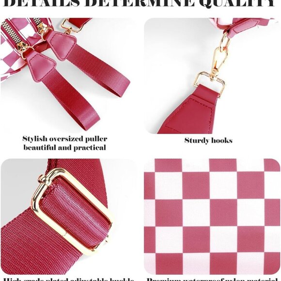 Black and White Checkered Crossbody Bag Bum Bag for Women,Spacious Checkered Pur - Picture 6 of 6